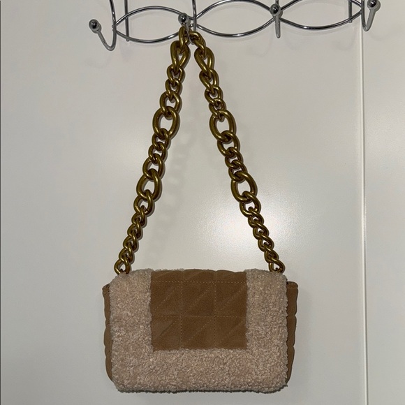 Zara Handbags - Zara Beige Quilted Leather Fleece Handbag